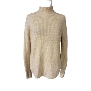 Vineyard Vines Sweater‎ Womens XS Beige Cashmere Mock Neck Waffle Knit Pullover
